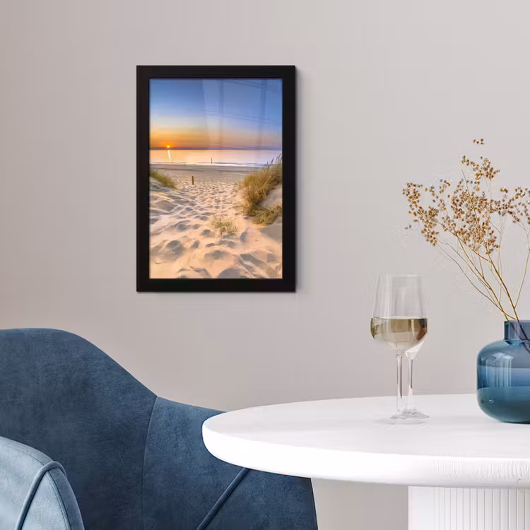 Duin - Zonsondergang - Horizon - Strand - Gras fotolijst zwart zonder passe partout klein -sfeer4