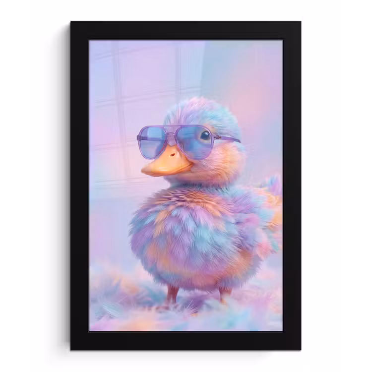 Eend - bril - Pastel fotolijst zwart zonder passe partout klein -3d