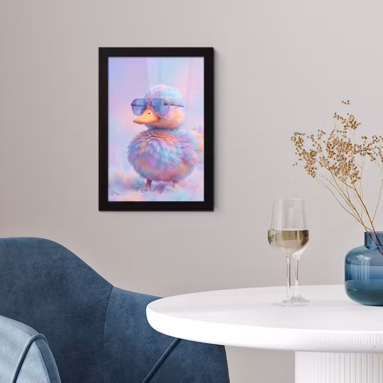 Eend - bril - Pastel fotolijst zwart zonder passe partout klein -sfeer4