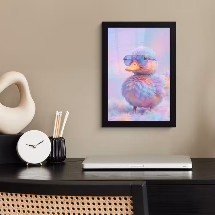 Eend - bril - Pastel fotolijst zwart zonder passe partout klein -sfeer1