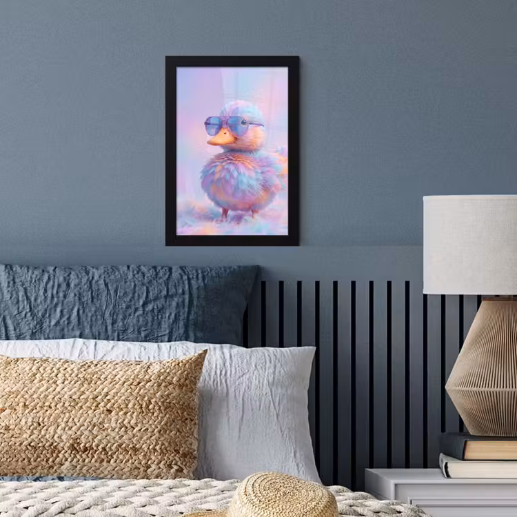 Eend - bril - Pastel fotolijst zwart zonder passe partout klein -sfeer3