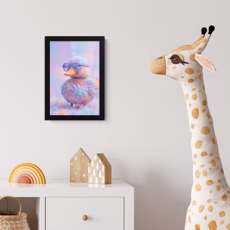 Eend - bril - Pastel fotolijst zwart zonder passe partout klein -usfeer4_kinderkamer