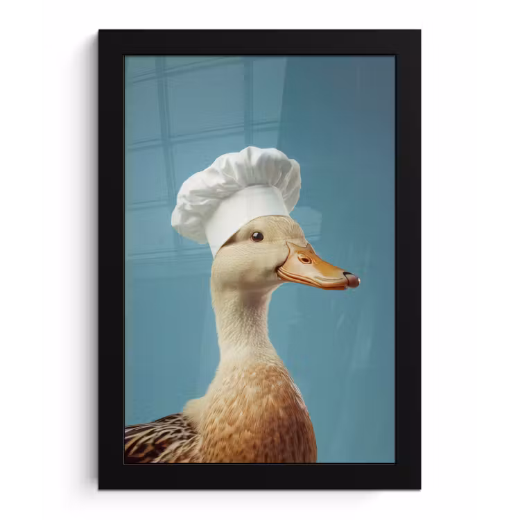 Eend - Koksmuts - Cute - Vogel fotolijst zwart zonder passe partout klein -3d