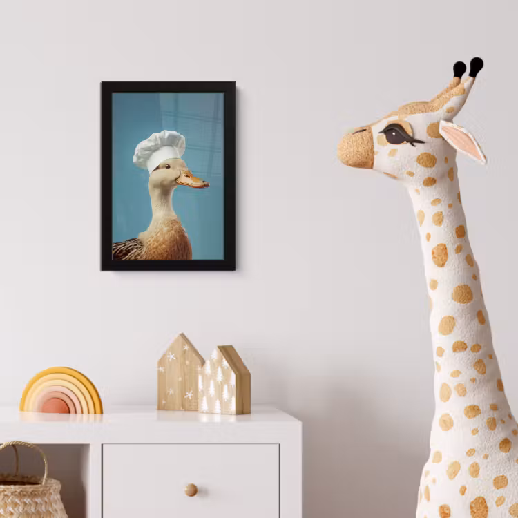Eend - Koksmuts - Cute - Vogel fotolijst zwart zonder passe partout klein -usfeer4_kinderkamer
