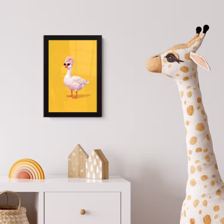 Eend - Zonnebril - Geel fotolijst zwart zonder passe partout klein -usfeer4_kinderkamer