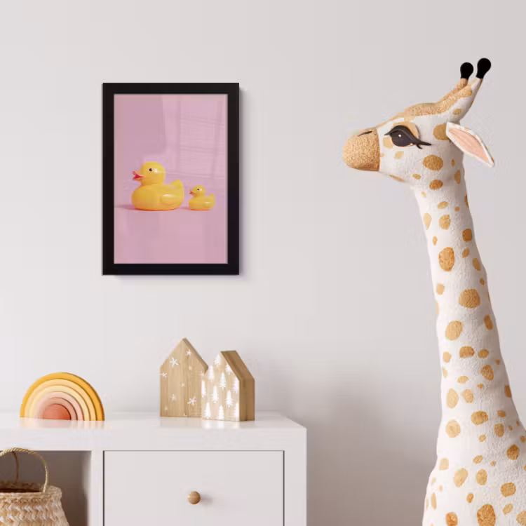 Eendjes - Vrolijk - Roze fotolijst zwart zonder passe partout klein -usfeer4_kinderkamer