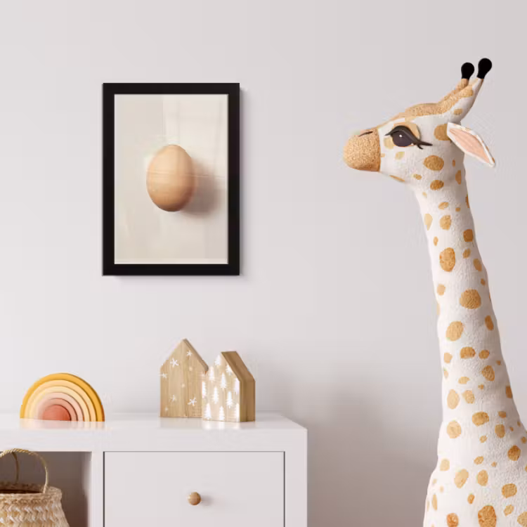 Ei - Beige - Ovaal - Egaal fotolijst zwart zonder passe partout klein -usfeer4_kinderkamer