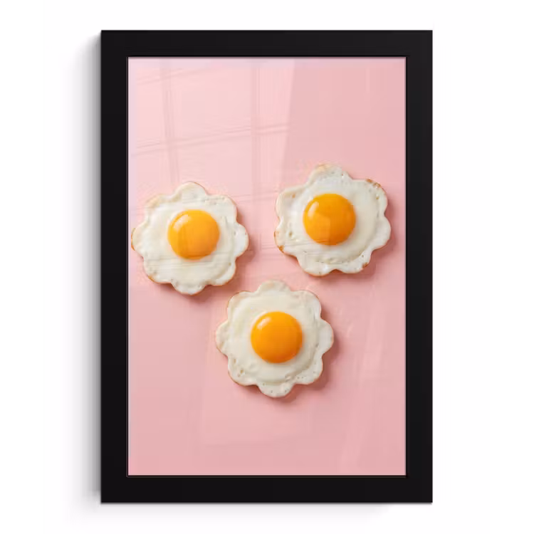 Eieren - Bloem - Roze fotolijst zwart zonder passe partout klein -3d