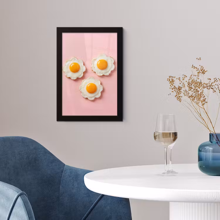 Eieren - Bloem - Roze fotolijst zwart zonder passe partout klein -sfeer4