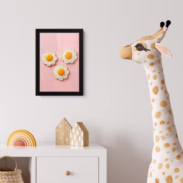 Eieren - Bloem - Roze fotolijst zwart zonder passe partout klein -usfeer4_kinderkamer
