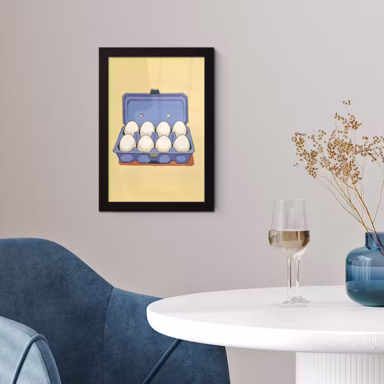 Eieren - Doos - Minimalistisch - Blauw fotolijst zwart zonder passe partout klein -sfeer4
