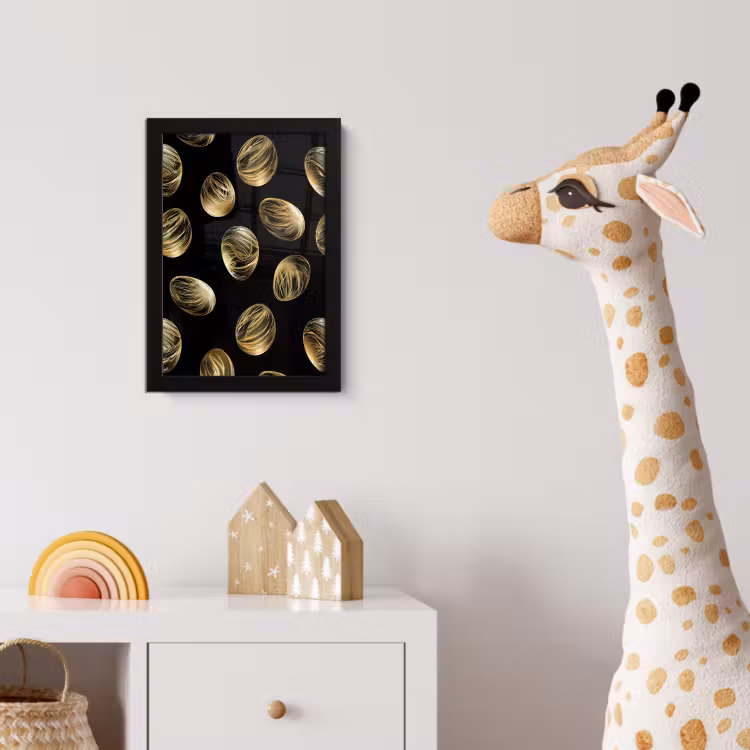 Eieren - Goud - Patroon fotolijst zwart zonder passe partout klein -usfeer4_kinderkamer