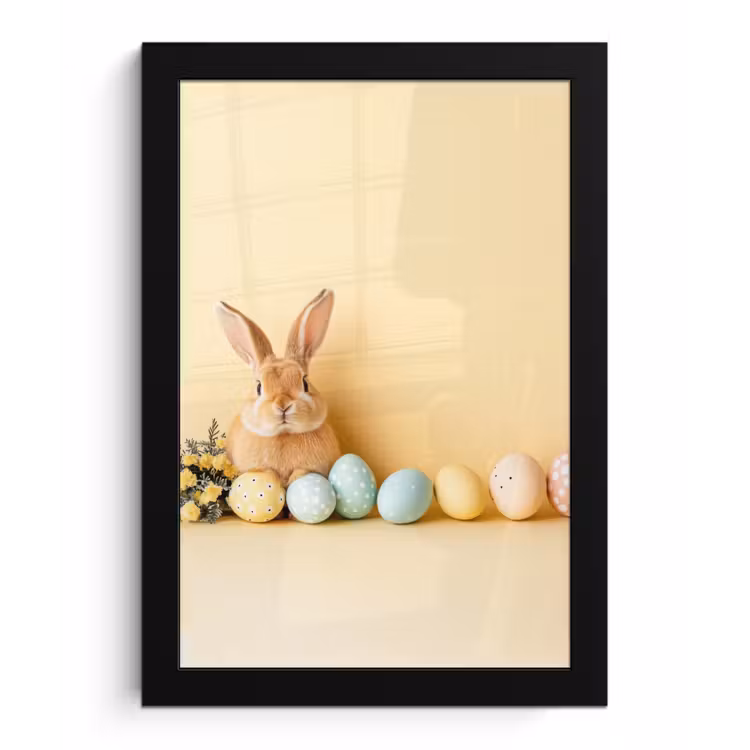 Eieren - Konijn - Pasteltinten fotolijst zwart zonder passe partout klein -3d