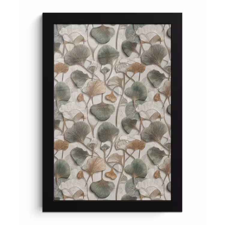 Elegant - Bladeren - Groen fotolijst zwart zonder passe partout klein 224 -3d