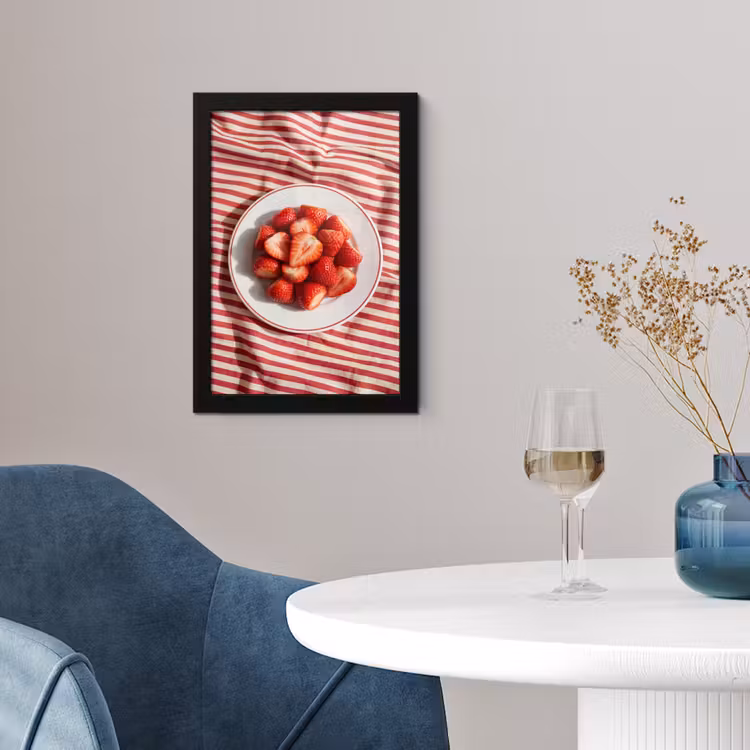 Eten - Aardbeien - Fruit - Zomer - Rood fotolijst zwart zonder passe partout klein -sfeer4