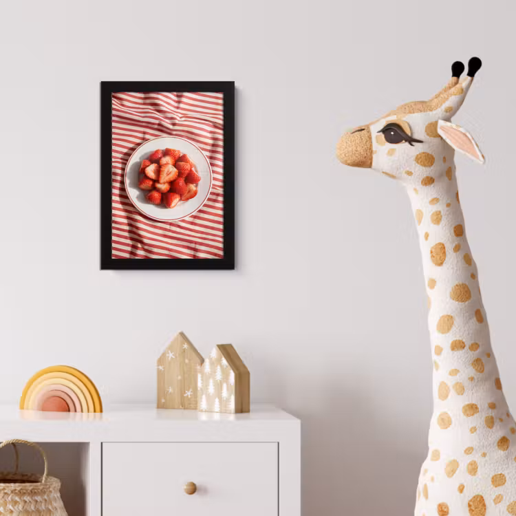 Eten - Aardbeien - Fruit - Zomer - Rood fotolijst zwart zonder passe partout klein -usfeer4_kinderkamer