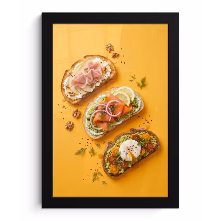 Eten - Brood - Ontbijt - Modern - Kleurrijk fotolijst zwart zonder passe partout klein -3d