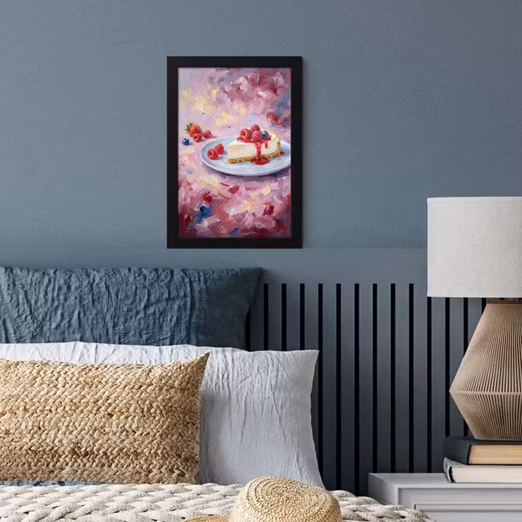 Eten - Cheesecake - Bessen - Abstract - Roze fotolijst zwart zonder passe partout klein -sfeer3