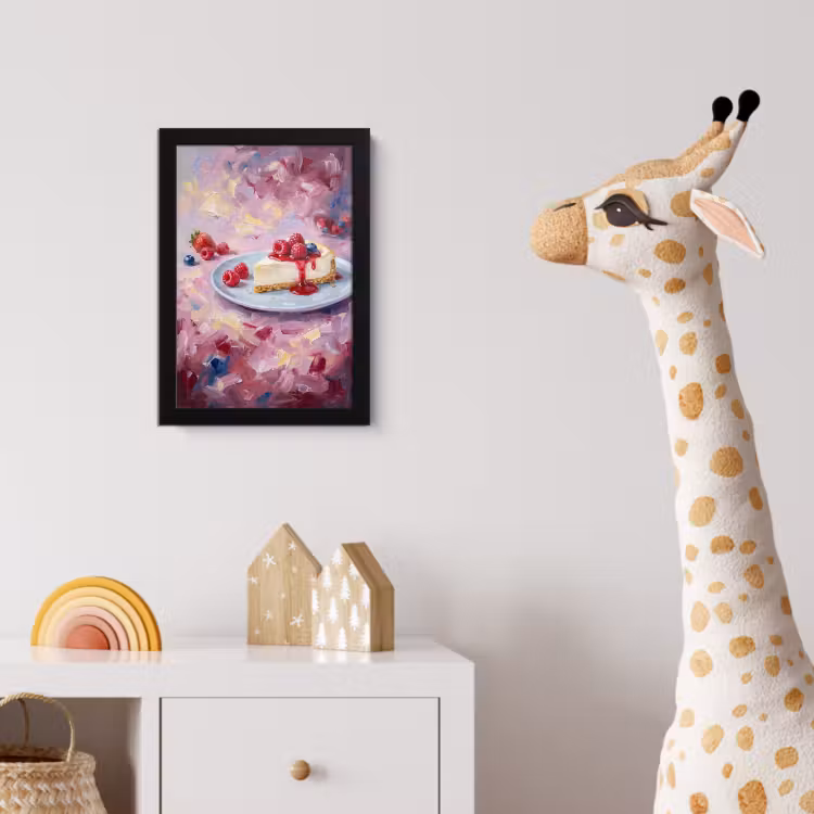Eten - Cheesecake - Bessen - Abstract - Roze fotolijst zwart zonder passe partout klein -usfeer4_kinderkamer