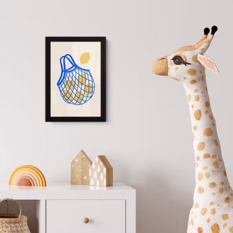 Eten - Citroen - Boodschappen - Abstract - Geel - Blauw fotolijst zwart zonder passe partout klein -usfeer4_kinderkamer