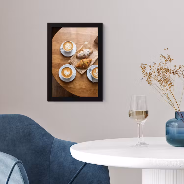 Eten - Croissant - Koffie - Ontbijt - Modern fotolijst zwart zonder passe partout klein -sfeer4