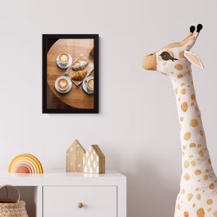 Eten - Croissant - Koffie - Ontbijt - Modern fotolijst zwart zonder passe partout klein -usfeer4_kinderkamer