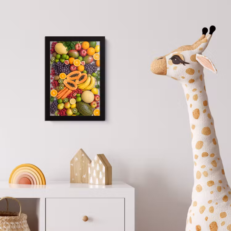 Eten - Fruit - Groenten - Vers - Kleurrijk fotolijst zwart zonder passe partout klein -usfeer4_kinderkamer