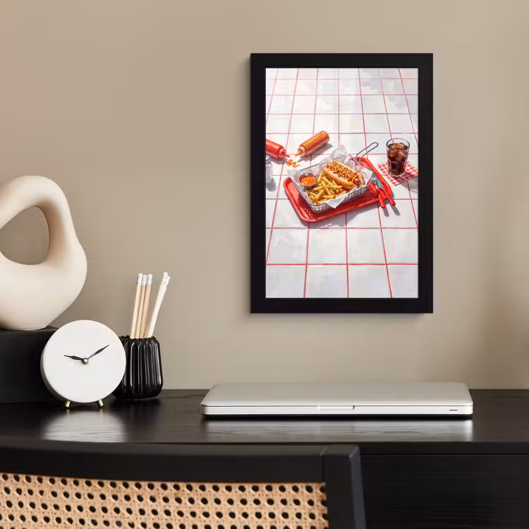 Eten - Hotdog - Fastfood - Modern - Rood fotolijst zwart zonder passe partout klein -sfeer1