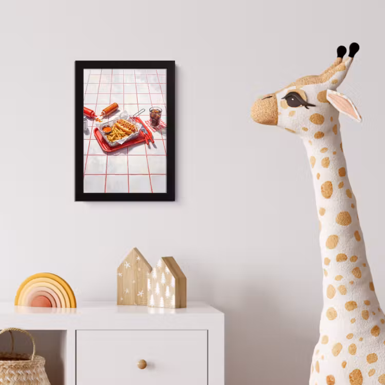 Eten - Hotdog - Fastfood - Modern - Rood fotolijst zwart zonder passe partout klein -usfeer4_kinderkamer