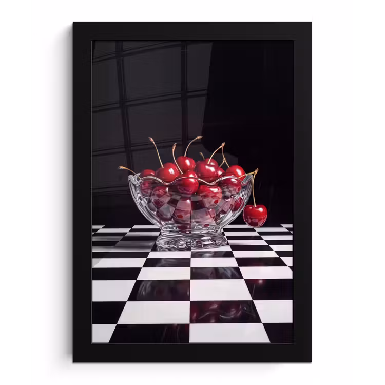 Poster met lijst - Eten - Kersen - Rood - Eten - Kersen - Rood fotolijst zwart zonder passe partout klein