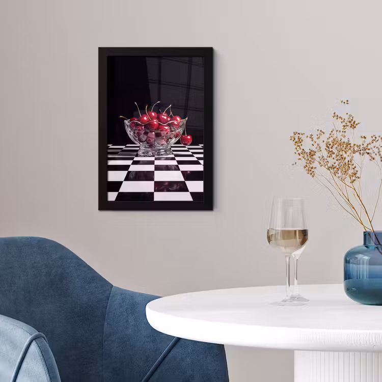 Poster met lijst - Eten - Kersen - Rood - Eten - Kersen - Rood fotolijst zwart zonder passe partout klein