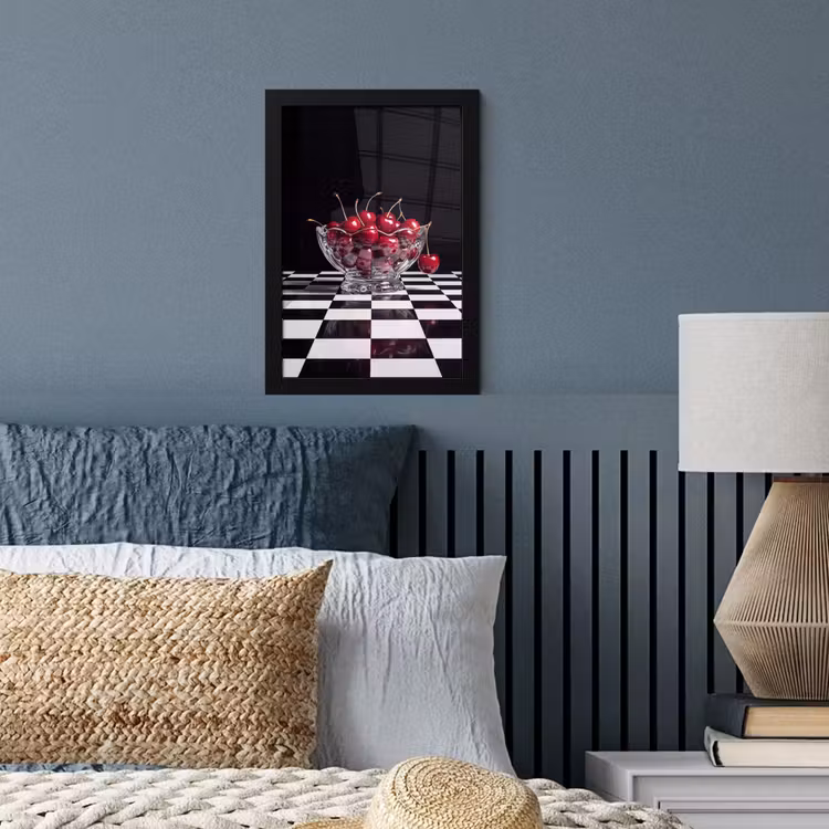 Poster met lijst - Eten - Kersen - Rood - Eten - Kersen - Rood fotolijst zwart zonder passe partout klein