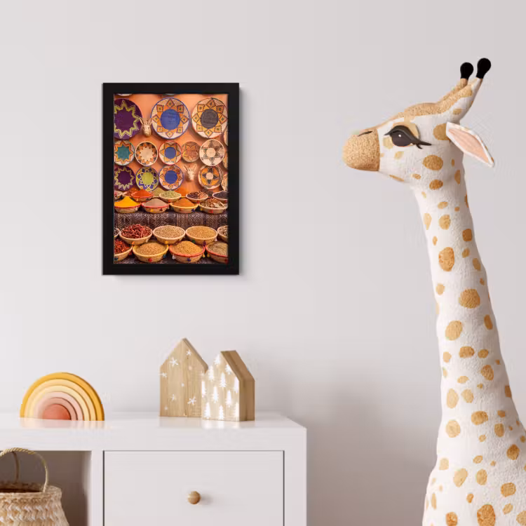 Poster met lijst - Eten - Kleurrijk - Cultuur - Eten - Kleurrijk - Cultuur fotolijst zwart zonder passe partout klein
