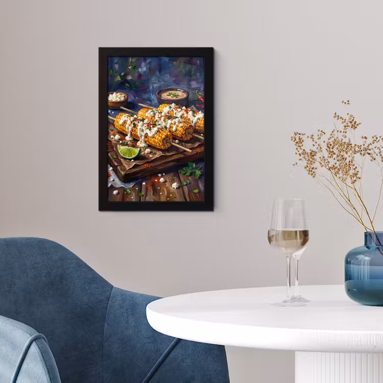 Eten - Maïs - Saus - Geschilderd - Geel fotolijst zwart zonder passe partout klein -sfeer4