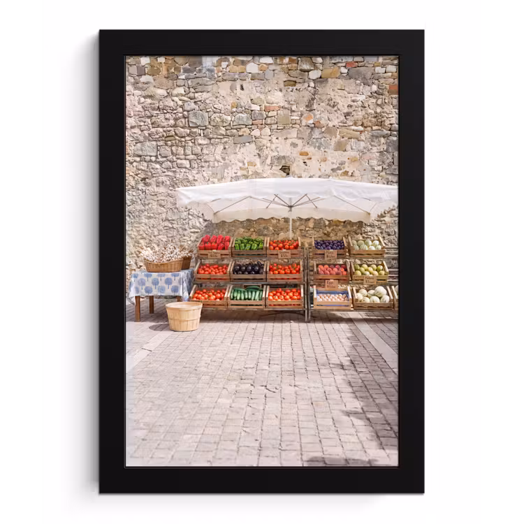 Poster met lijst - Eten - Markt - Vers - Eten - Markt - Vers fotolijst zwart zonder passe partout klein