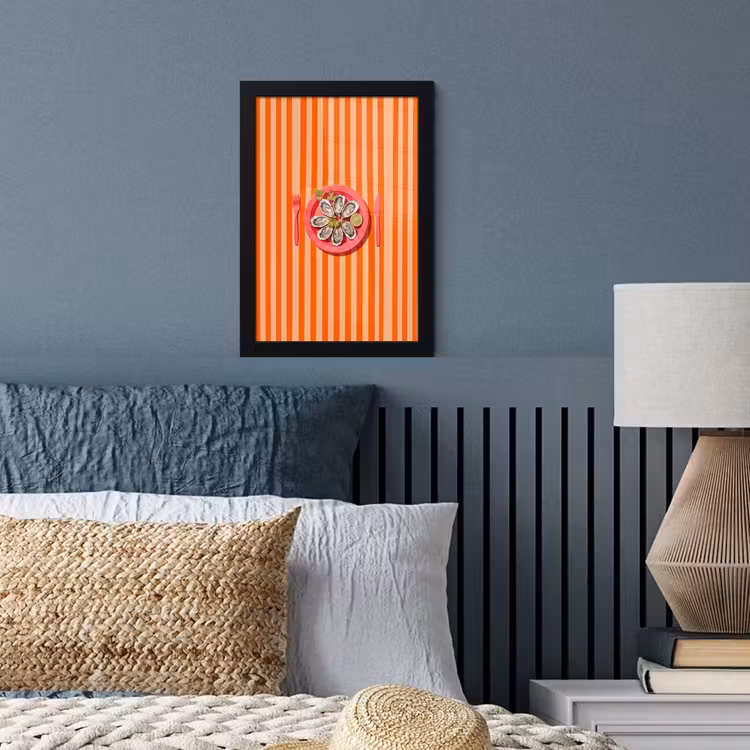 Eten - Oester - Zeevruchten - Oranje - Modern fotolijst zwart zonder passe partout klein -sfeer3