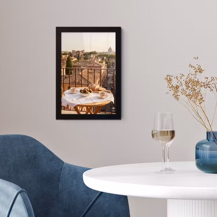 Eten - Ontbijt - Balkon - Stad - Zonsopgang fotolijst zwart zonder passe partout klein -sfeer4