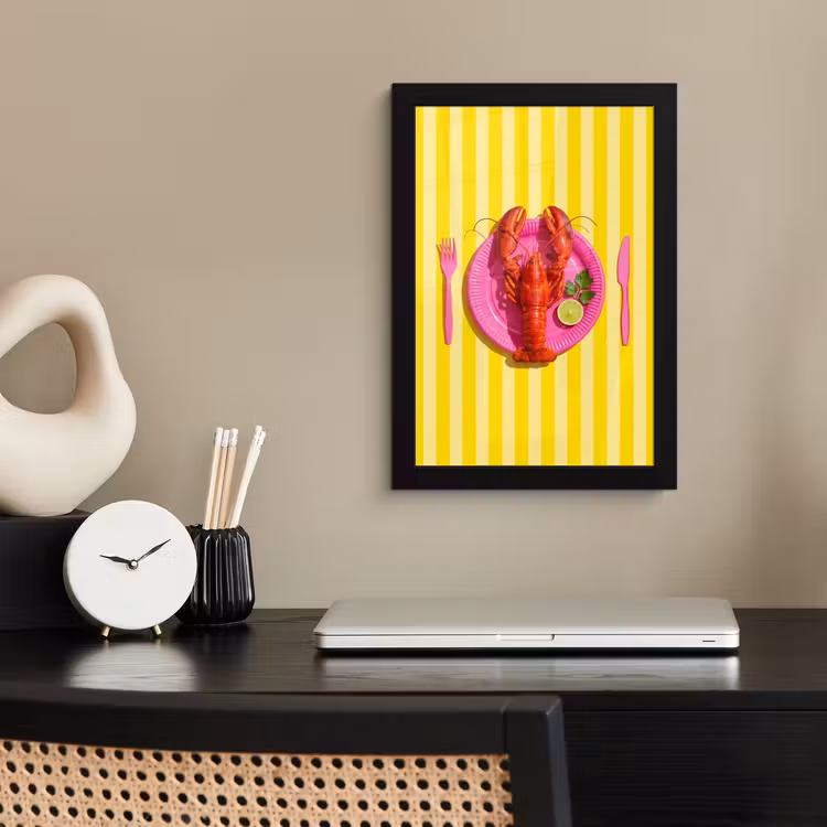 Eten - Roze - Geel - Modern - Culinaire fotolijst zwart zonder passe partout klein -sfeer1