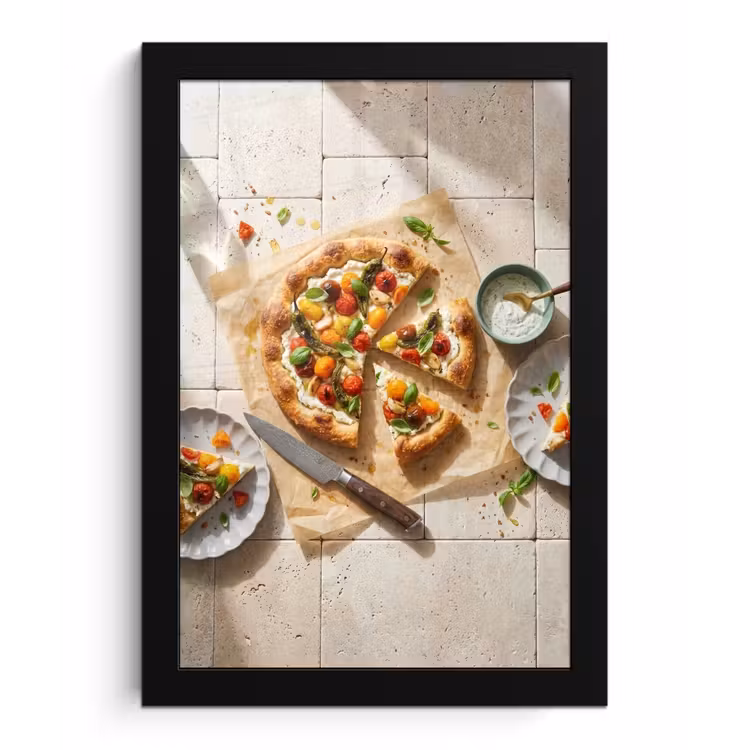 Eten - Tomaten - Basilicum - Maaltijd - Vers fotolijst zwart zonder passe partout klein -3d