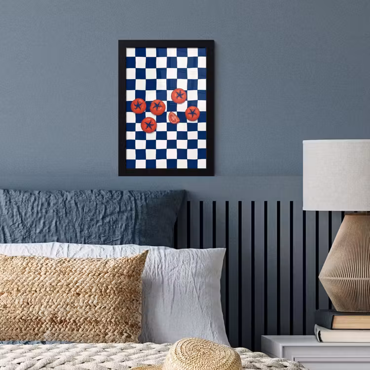Eten - Tomaten - Keuken - Illustratie - Rood-Blauw fotolijst zwart zonder passe partout klein -sfeer3