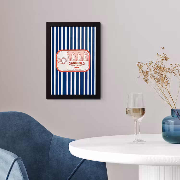 Eten - Vis - Blik - Illustratie - Rood fotolijst zwart zonder passe partout klein -sfeer4
