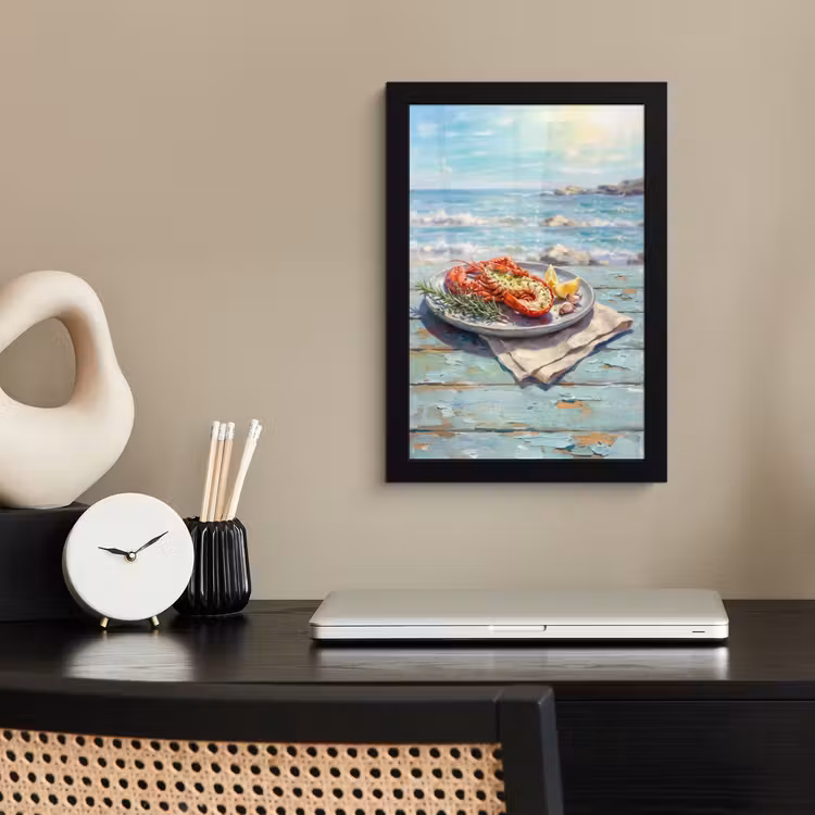 Eten - Zee - Kust - Modern - Blauw fotolijst zwart zonder passe partout klein -sfeer1
