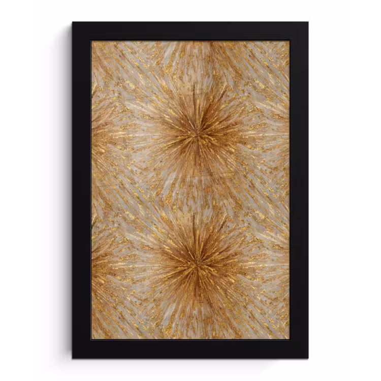 Explosie - Abstract - Goud - Wit fotolijst zwart zonder passe partout klein 224 -3d