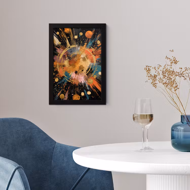Explosie - Verfstructuur - Goud - Abstract fotolijst zwart zonder passe partout klein -sfeer4