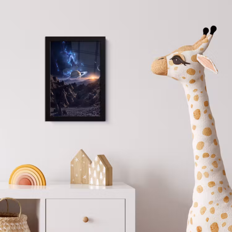Fantasy - Kosmos - Landschap fotolijst zwart zonder passe partout klein -usfeer4_kinderkamer