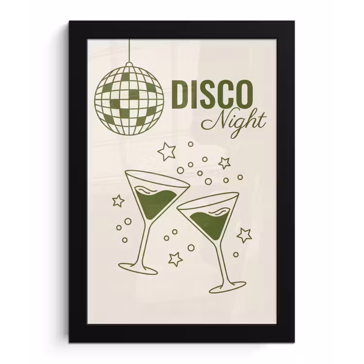 Feest - Disco - Drank - Illustratie - Groen fotolijst zwart zonder passe partout klein -3d