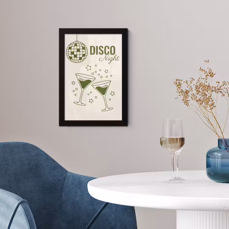 Feest - Disco - Drank - Illustratie - Groen fotolijst zwart zonder passe partout klein -sfeer4
