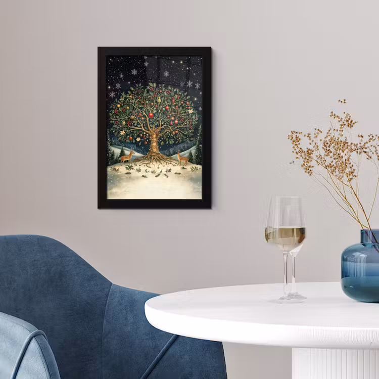 Feestboom - Winterhemel - Kleurrijk fotolijst zwart zonder passe partout klein -sfeer4