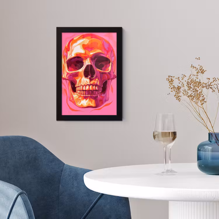 Felroze - Tanden - Schedel fotolijst zwart zonder passe partout klein -sfeer4