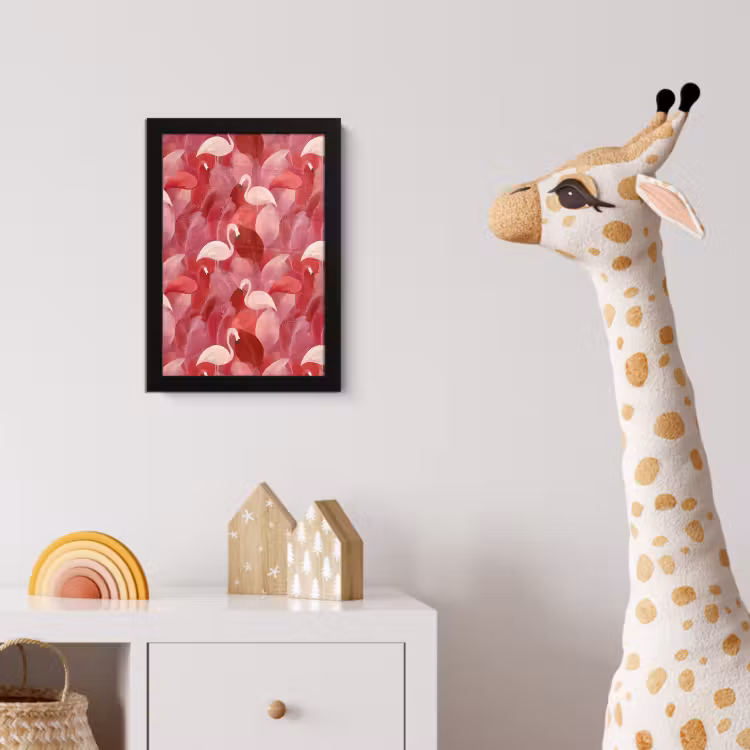 Flamingo - Botanisch - Elegant - Roze - Rood fotolijst zwart zonder passe partout klein 224 -usfeer4_kinderkamer